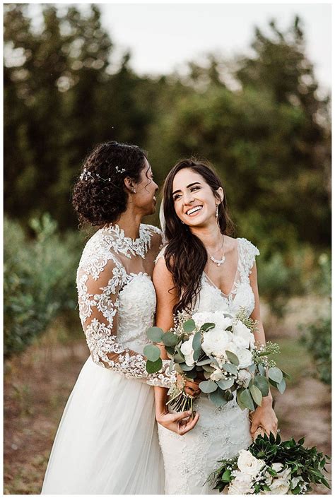 A Winery Wedding With A Modern Botanical Theme Lesbian Wedding