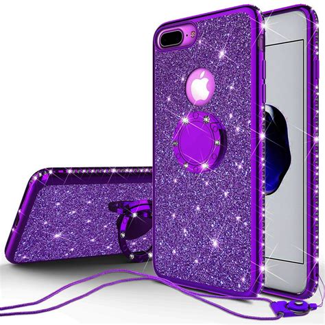 Glitter Cute Ring Stand Phone Case For Apple Iphone 8 Plusiphone 7 Plus Casebling Bumper