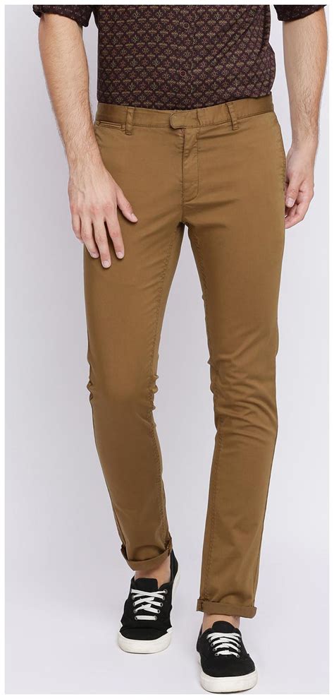 Buy Basics Men Brown Solid Tapered Fit Regular Trousers Online At Low