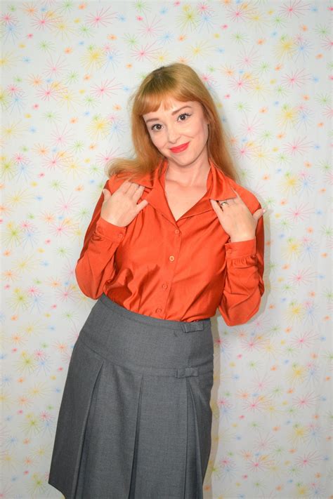 70s rust blouse with pointy collar size medium shiny quiana polyester by strangewaysvintage on