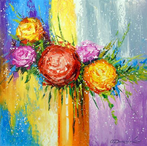 Bouquet Of Bright Flowers Painting By Olha Darchuk