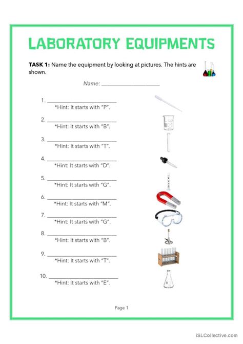 Laboratory Equipments English Esl Worksheets Pdf And Doc