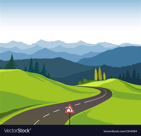 Road And Landscape Royalty Free Vector Image Vectorstock