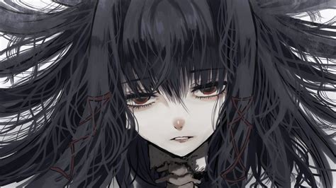 Download 1920x1080 Anime Girl Gothic Close Up Depressed Black Hair Wallpapers For Widescreen