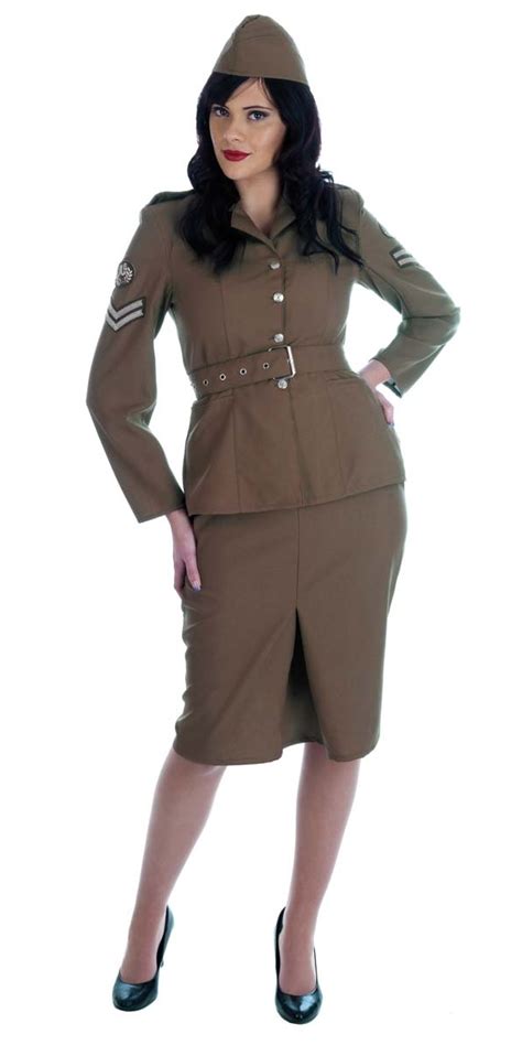 Ww2 Army Girl 1940s Fancy Dress 40s Ladies Costume 6 22 Ebay