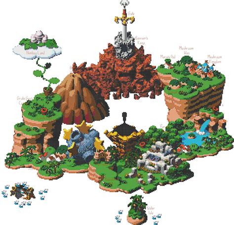 Super Mario Rpg World Map Cross Stitch Pattern Etsy