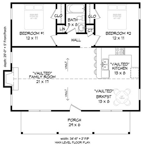 House Plan 51618 Southern Style With 1000 Sq Ft 2 Bed 1 Bath