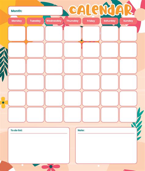 Printable Blank Daily Calendar Template