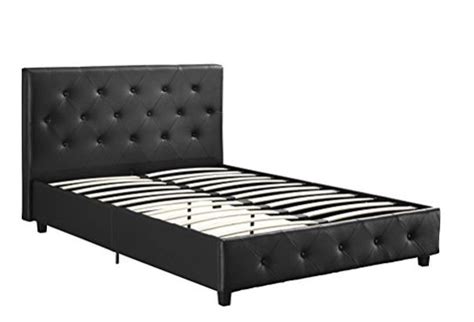 dhp dakota platform bed with tufted upholstery in faux leather stylish headboard includes side