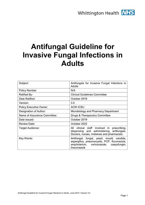 Antifungal Guideline For Invasive Fungal Infections In Adults Docslib