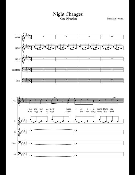 Night Changes Mens Acapella Sheet Music For Piano Download Free In