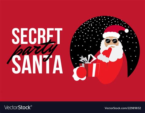 Cartoon Secret Santa Perty Christmas Flat Vector Image