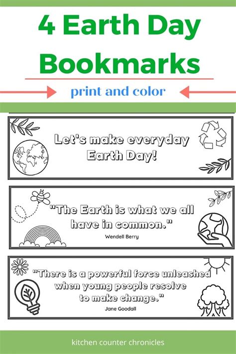 Get Creative Printable Earth Day Bookmarks For Kids To Colour
