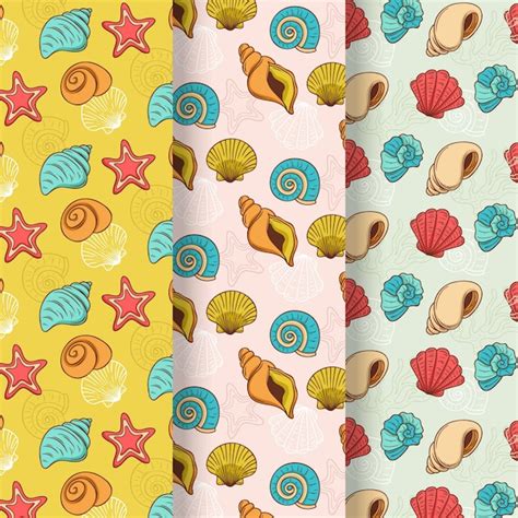 Free Vector Seamless Seashell Pattern Collection