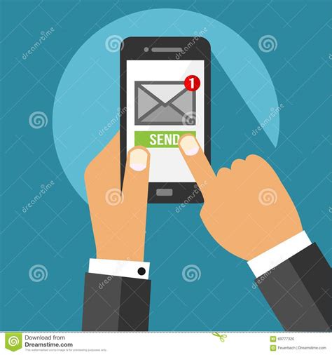 Hand Sending Message From Smartphone - Mobile Device Flat Web Icon Vector Stock Vector ...