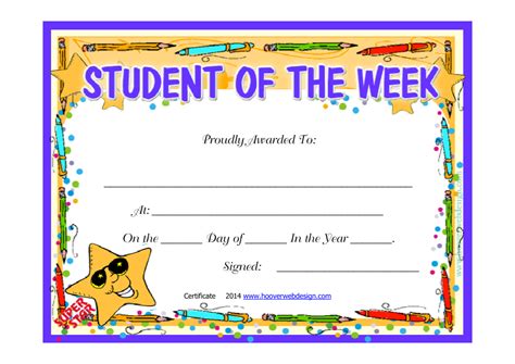 Printable Student Of The Week Certificate Template Printable Templates