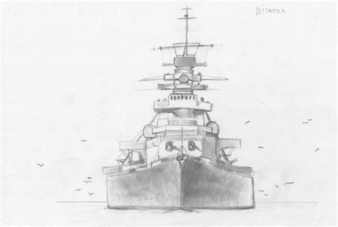 Pencil Drawing Of German Battleship Bismarck By Me 1068x720 R