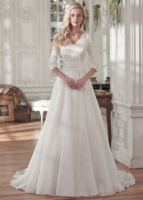 Whiteivory A Line Modest Half Sleeve Princess Wedding Dress Bridal