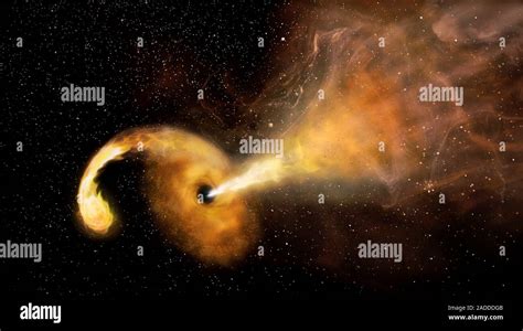 Supermassive Schwarze Loch Zerstören Star Illustration Im Zentrum Einer Galaxie Liegt Das