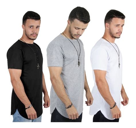 Kit Com 3 Camisas Blusas Masculinas Long Line Oversize Swag Éved