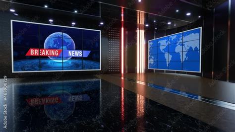 News Tv Studio Set Virtual Green Screen Background Loop Motion