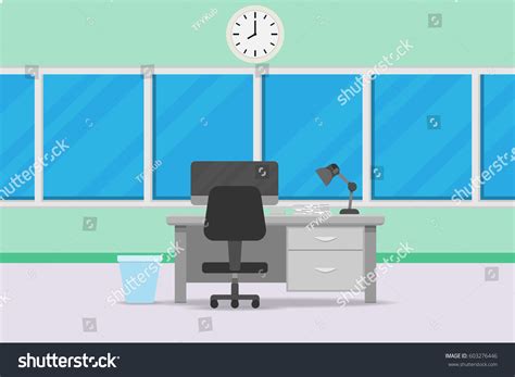 Interior Office Room Design Computer Tablevector Vector De Stock