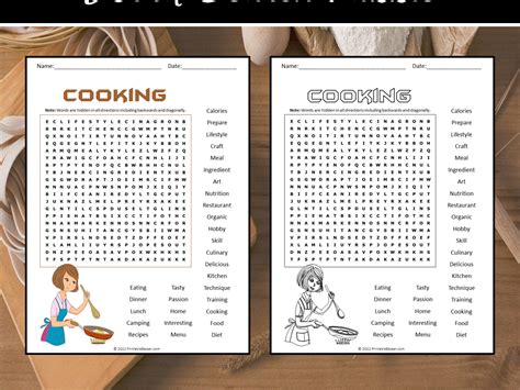 Cooking Word Search Puzzle Teaching Resources
