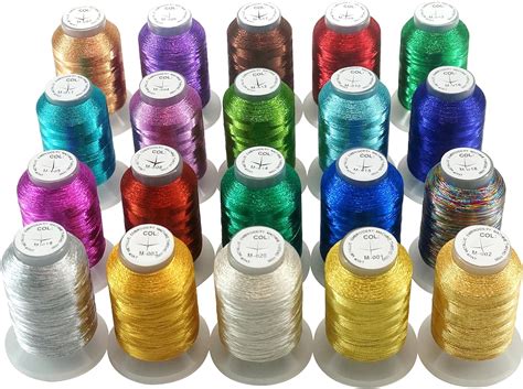 New Brothread 20 Assorted Colours Metallic Machine Embroidery Thread Kit 500m Each Spool For