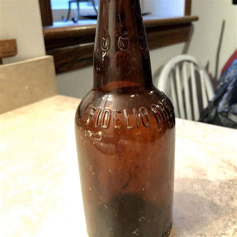 Pre Pro Beer Bottle Fidelio Brewery New York Ny Amber Stubby Embossed