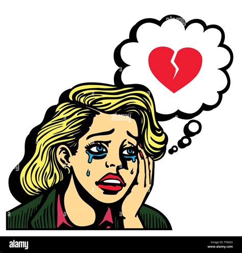 Pop Art Mädchen Weint Retro Comic Buch Stil Vektor Illustration Traurig Broken Hearted Frau