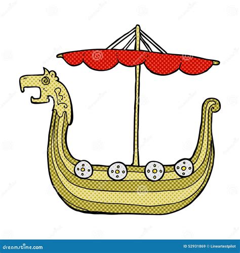 Comic Cartoon Viking Ship Stock Illustration Illustration Of Cheerful