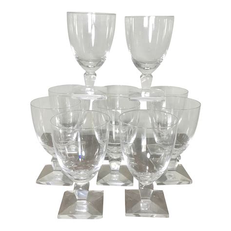 Orrefors Vintage Mid Century Modern Square Base Wine Crystal Glasses Set Of 10 Chairish
