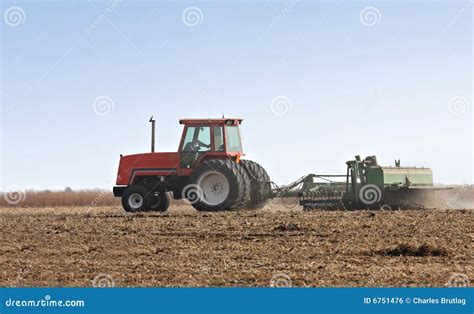 Farm Tractor Stock Photo Image Of Plowing Blue Autumn 6751476