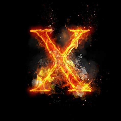 Fire Letter X Of Burning Flame Light Stock Illustration Illustration