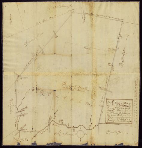 Mhs Collections Online Manuscript Map Of Wrentham Mass October 1725