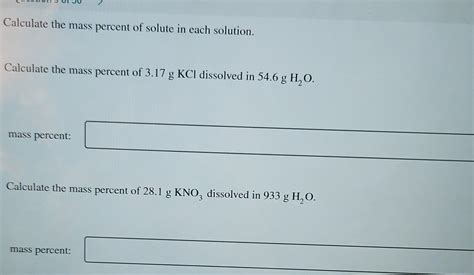 Solved Calculate The Mass Percent Of Solute In Each Chegg