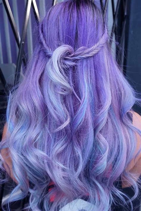 16 Braided Hairstyles For Your Purple Hair Long Hair Styles Lavender