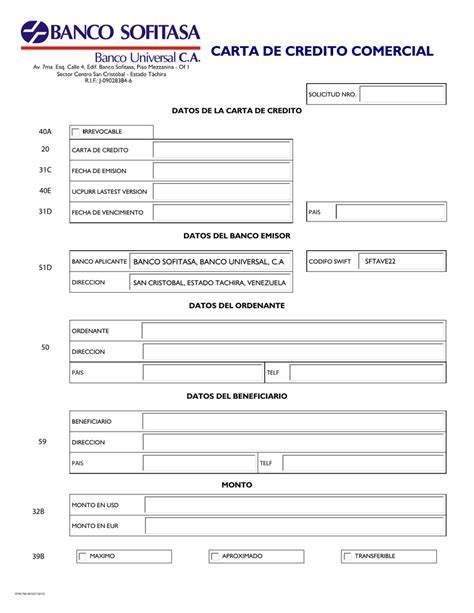 Formato De Carta De Credito Para Exportacion Bancomex