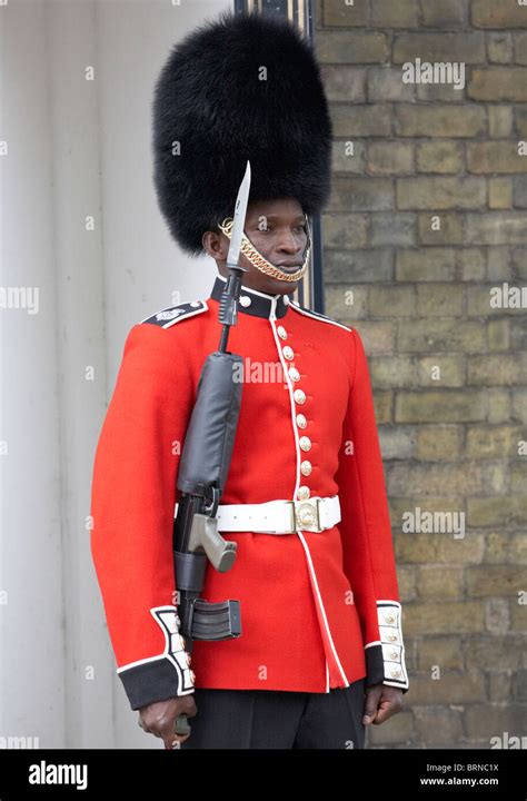 A Black Grenadier Royal Guard Soldier Clarence House London Uk Europe