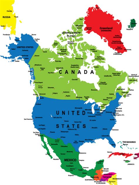 North American Colorful Map America Map