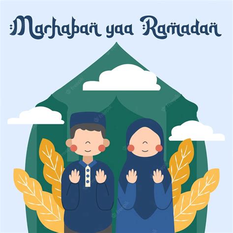 Premium Vector Marhaban Yaa Ramadan Flat Illustration