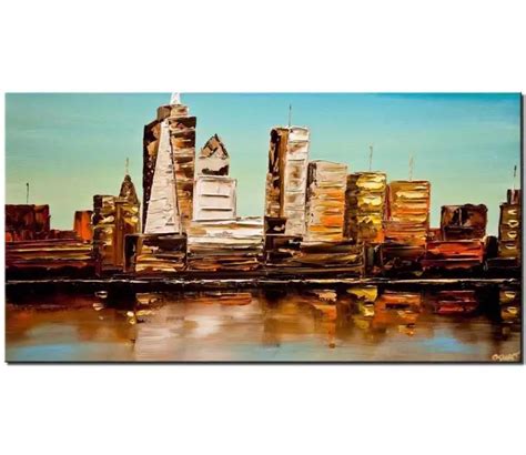 Canvas Print Of Modern Nyc Downtown Painting Modern Palette Knife