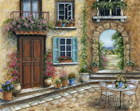 Romantic Tuscan Courtyard Painting By Marilyn Dunlap Fine Art America