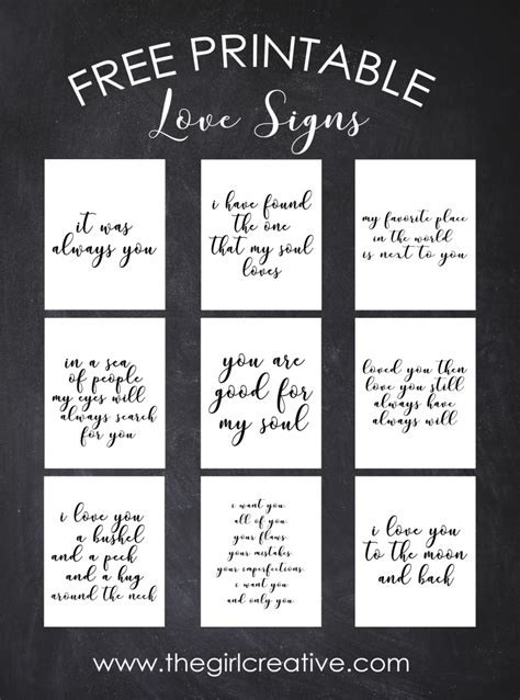 Read on for great heartfelt quotations love is the ultimate outlaw. Free Printable Love Signs - The Girl Creative