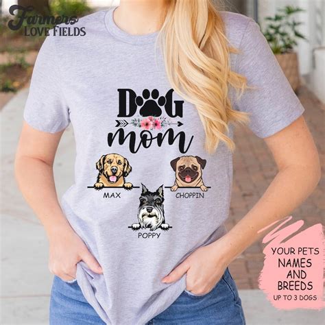 Personalized Dog Mom Shirt With Your Pets Names And Breeds Etsy