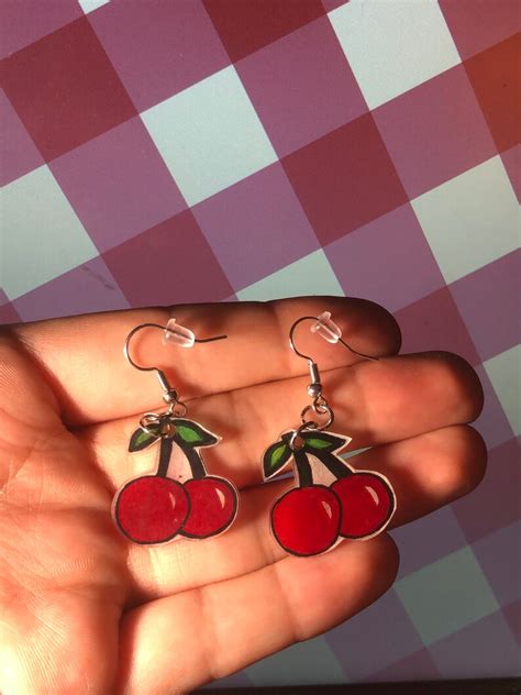 Cherry Shrinky Dink Earrings Etsy