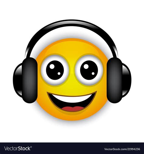 A Smiley Face Wearing Headphones And Listening To Music