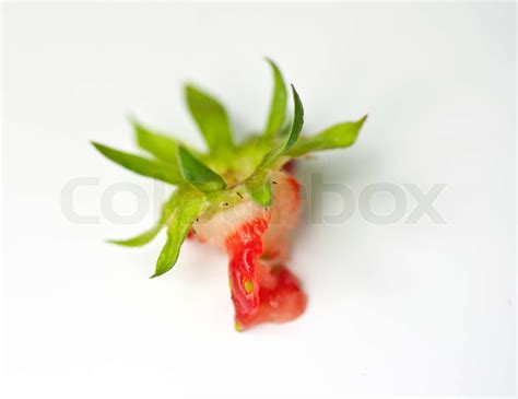 Eaten Strawberry Stock Image Colourbox