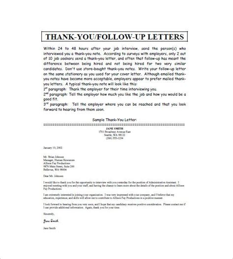 8 Thank You Note After Interview Free Sample Example Format