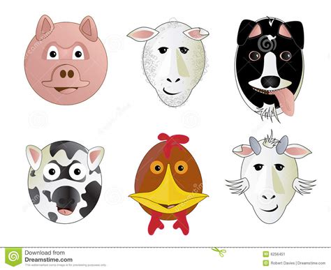 Various Cartoon Farm Animals Stock Vector Illustration